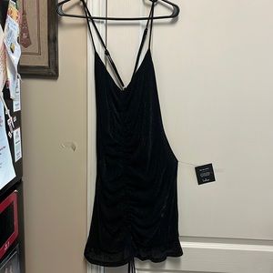 Lulus black mini dress sparkly and ruched